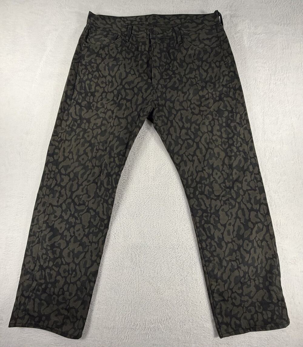 Levi 501 Jeans Mens 36x30 Bubble Cheetah Camo Denim Pants Regular Fit